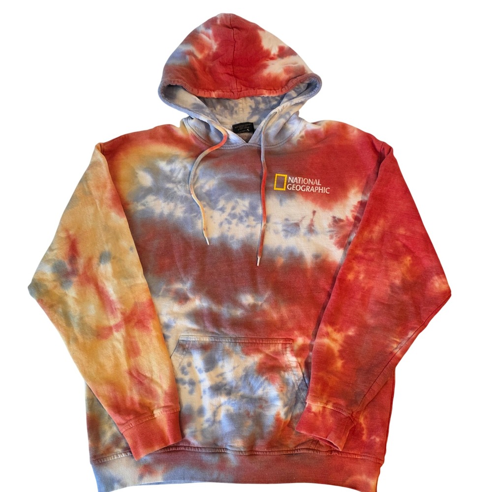 National Geographic Tie Dye Hoodie American Southwest Graphic Sweatshirt Large